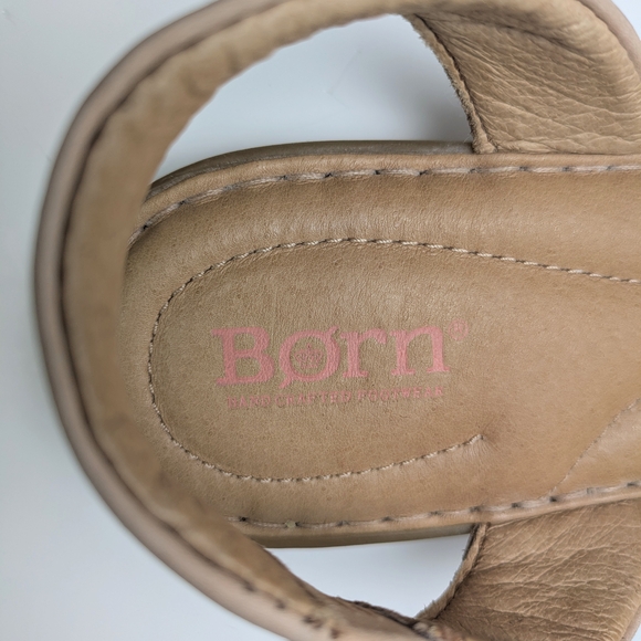 Born Trang Buff Beige Perforated Slingback Leather Sandals Womens Size 10 - Picture 8 of 14